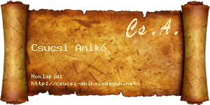 Csucsi Anikó névjegykártya